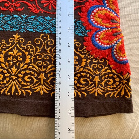 Johnny Was JWLA Blouse Womens S Brown Floral Embroidered Tunic Peasant Boho Top - Picture 13 of 14